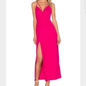 NWT NBD x the Naven Twins Hot Pink Will You Maxi Dress sz S Strappy Low Back